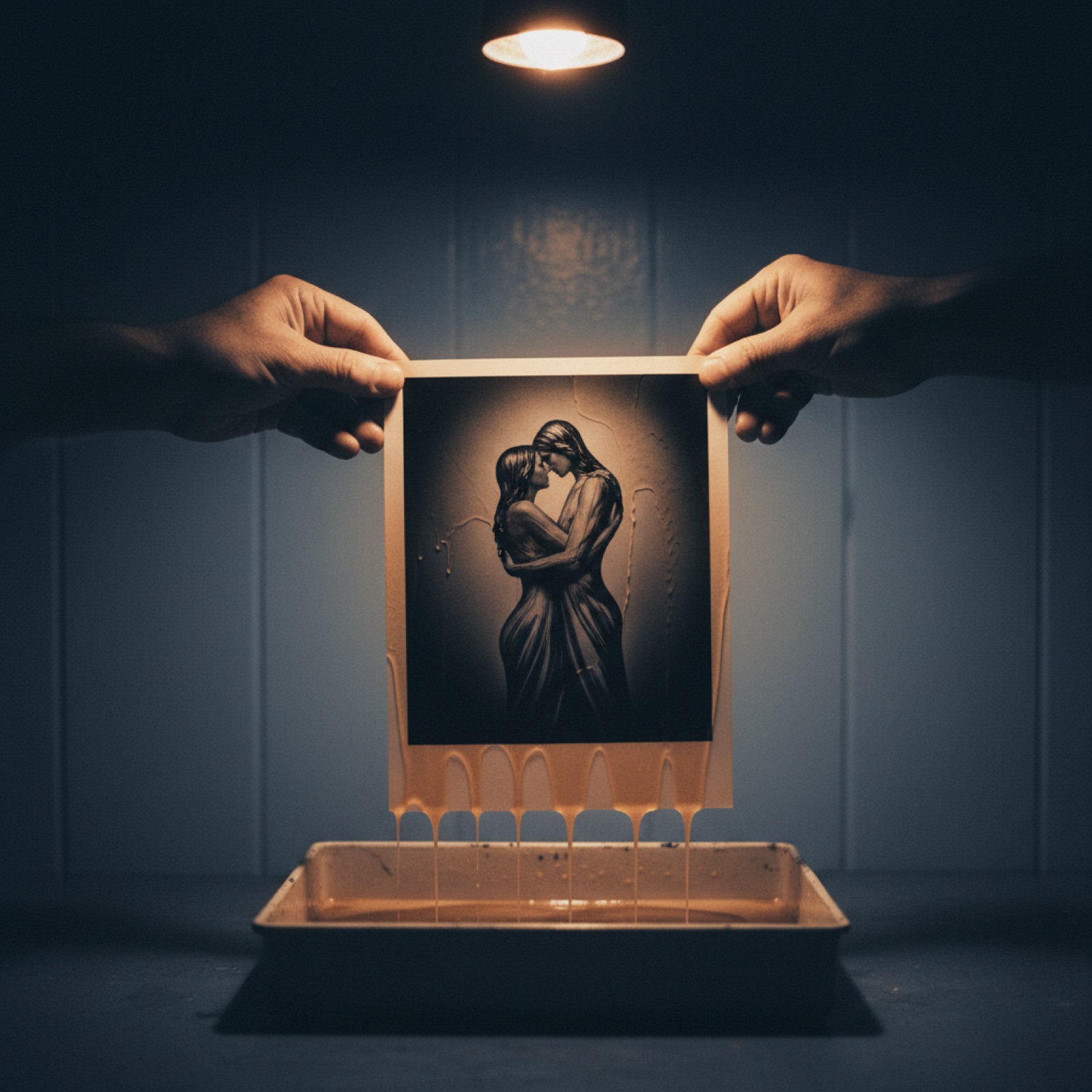The second print lifted from the developer bath, the image coming through clearly